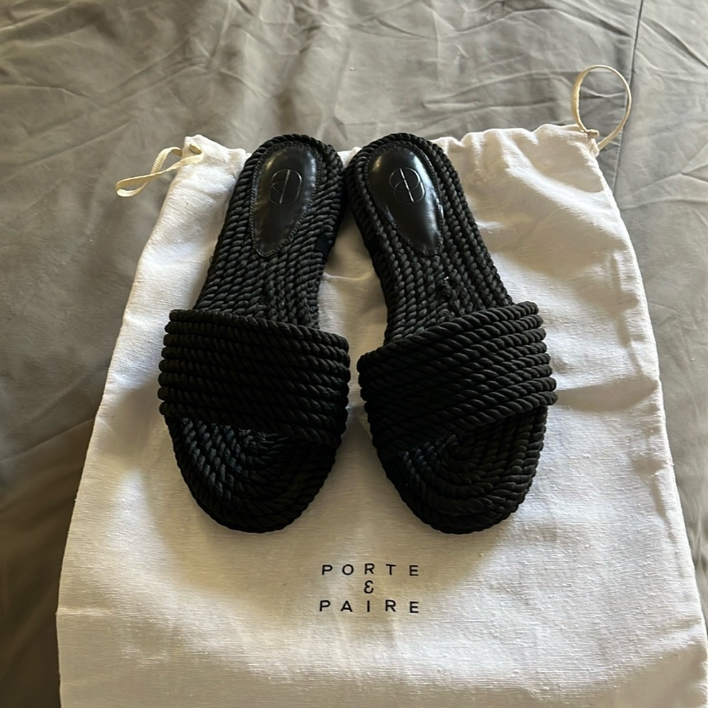 Porte & Paire Rope Slides in black, size 38